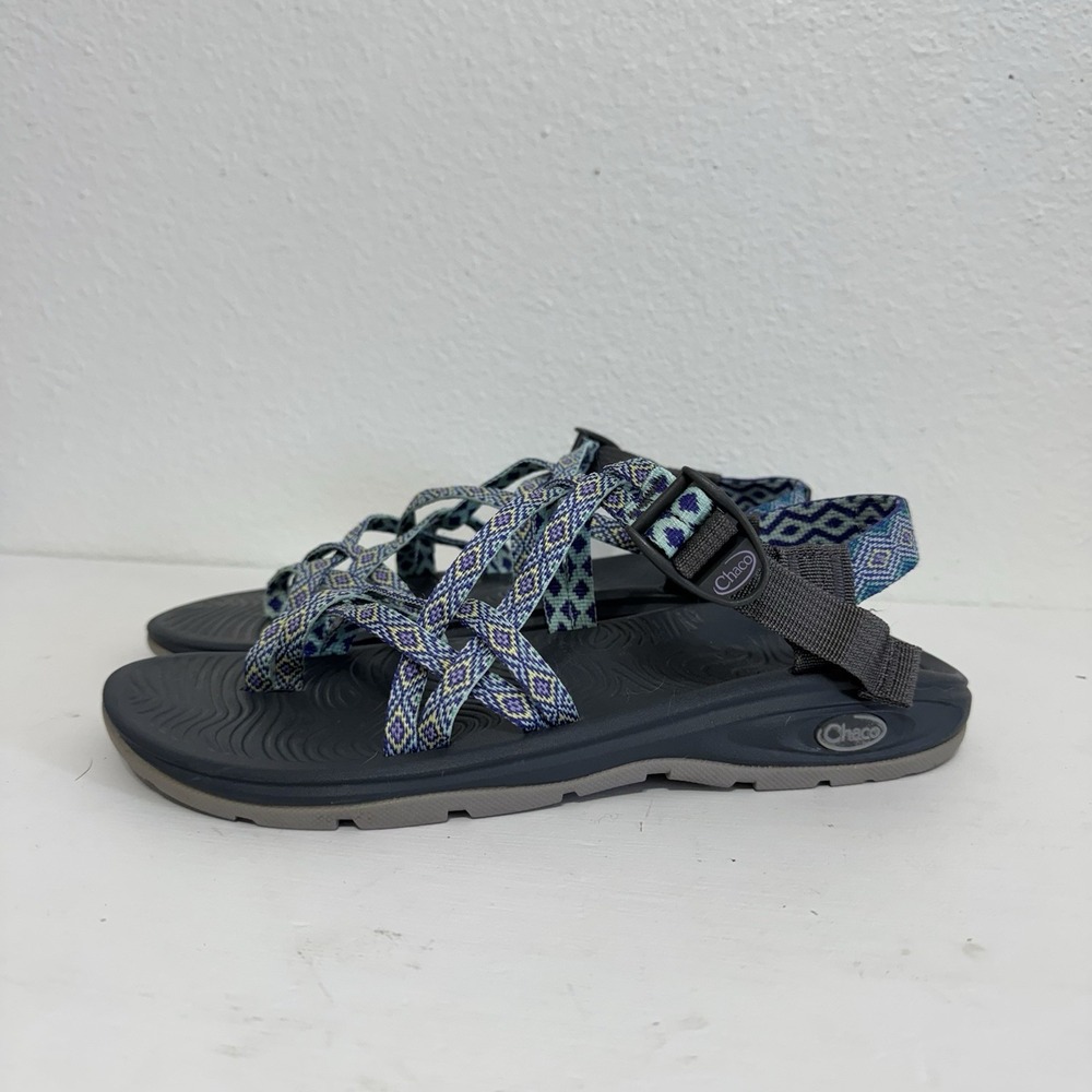 Chaco Gray and Turquoise Strappy Sandals Womens Size 10 2274120 Outdoor‎ Hiking